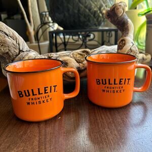 2 Bulleit Frontier Bourbon Whiskey Ceramic Mugs Cups